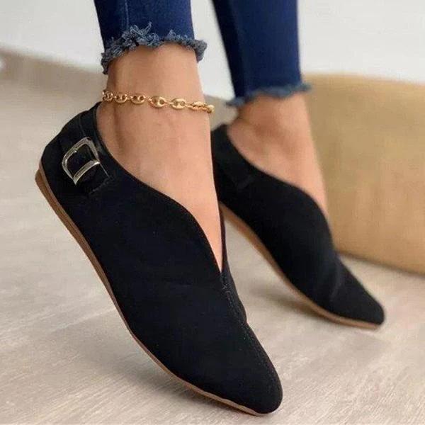 LD | Chique suède flatjes met elegant gespdetail