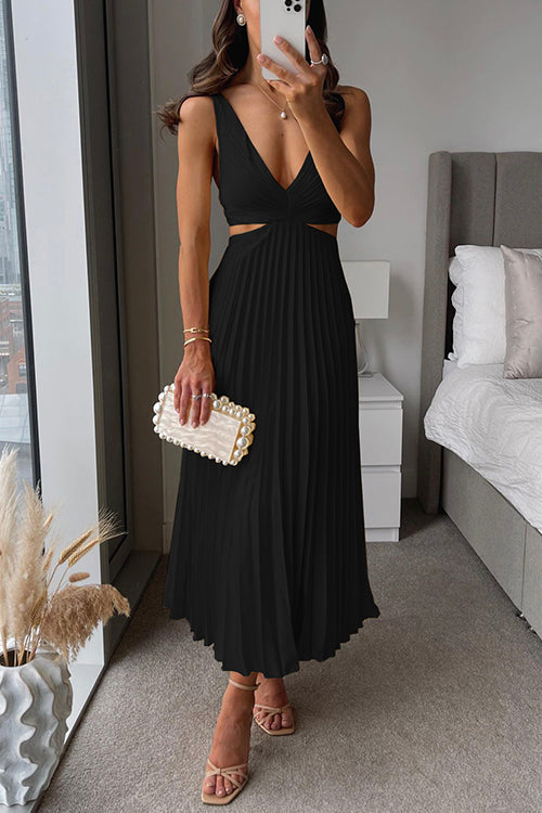 LD | V-hals geplooide maxi jurk