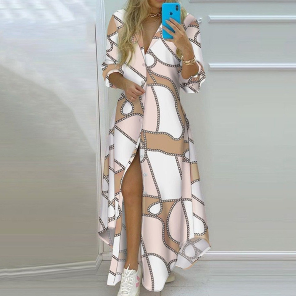 LD | elegante maxi-jurk met lange mouwen voor casual en formele gelegenheden