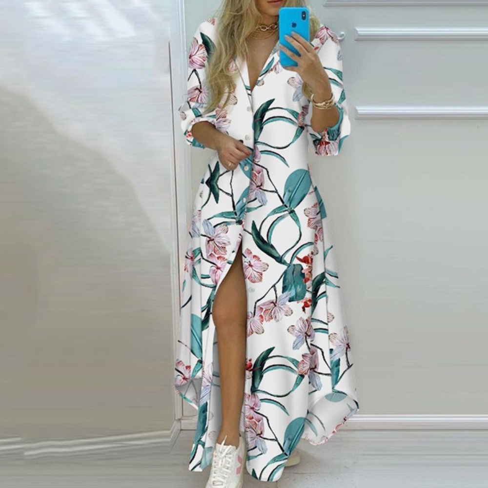 LD | elegante maxi-jurk met lange mouwen voor casual en formele gelegenheden
