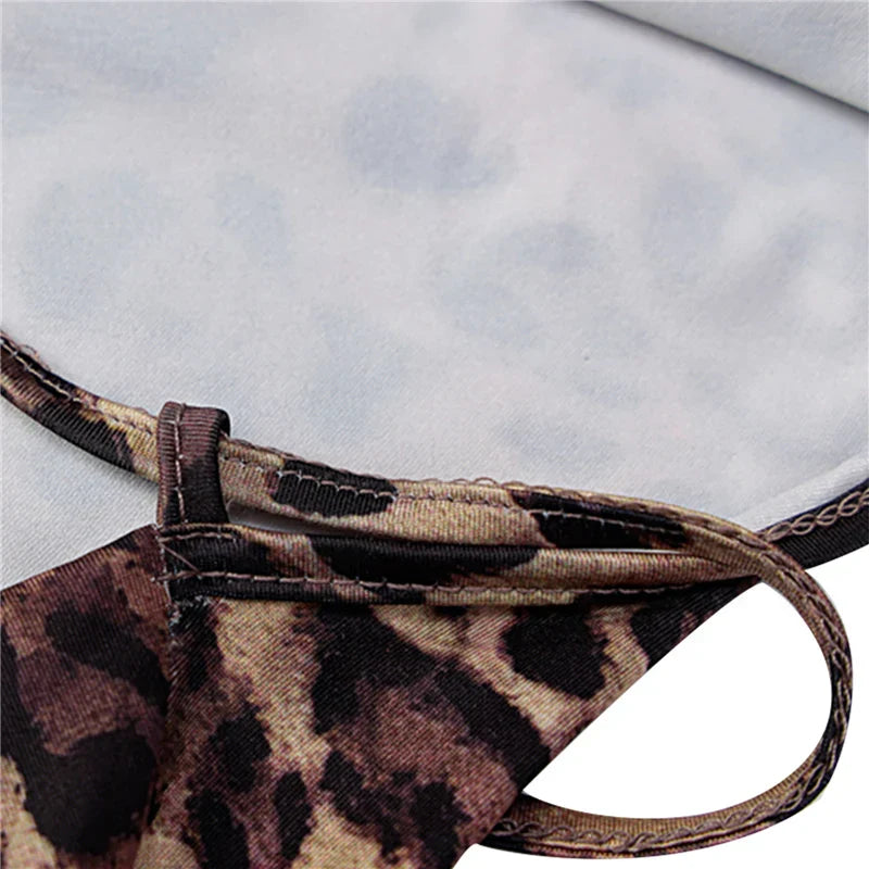 LD Midi-jurk met luipaardprint en gekruiste bandjes