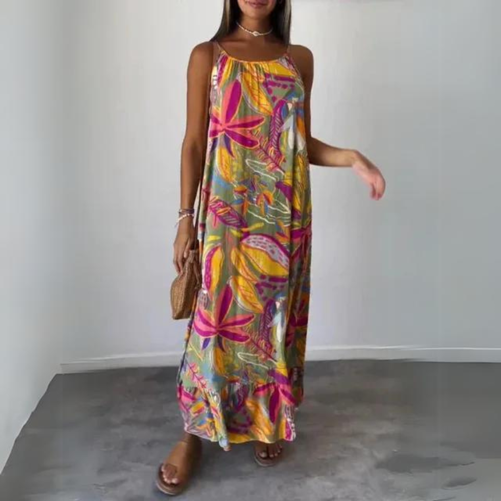 LD | Elegante mouwloze jurk met bloemenpatroon