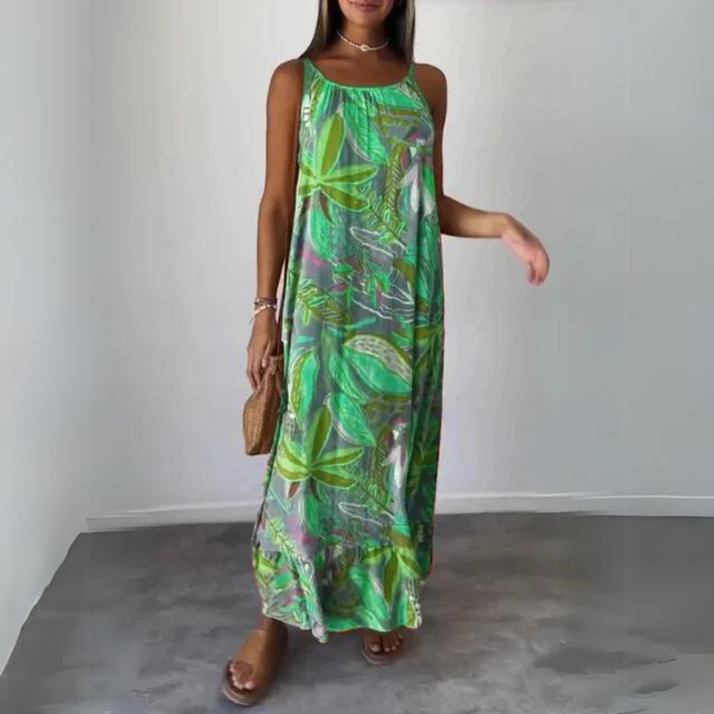 LD | Elegante mouwloze jurk met bloemenpatroon