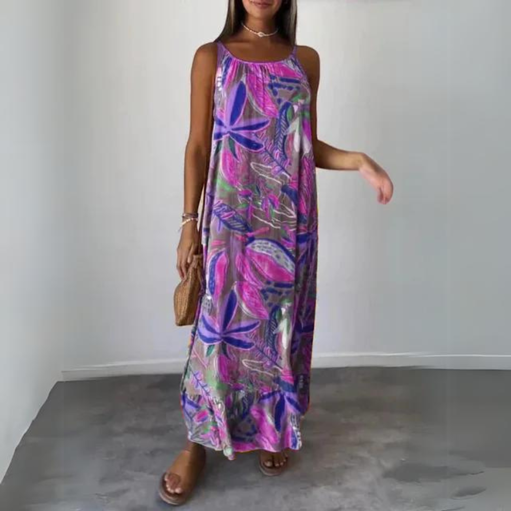 LD | Elegante mouwloze jurk met bloemenpatroon