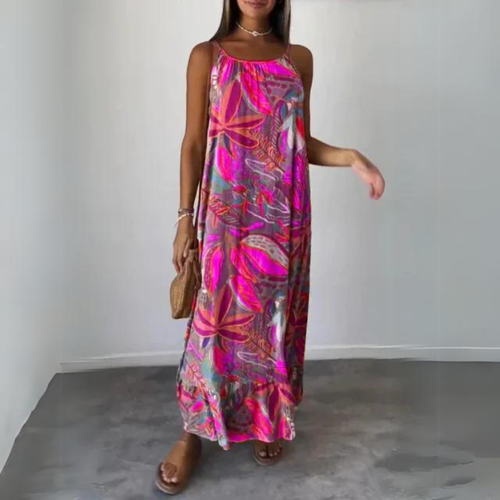 LD | Elegante mouwloze jurk met bloemenpatroon