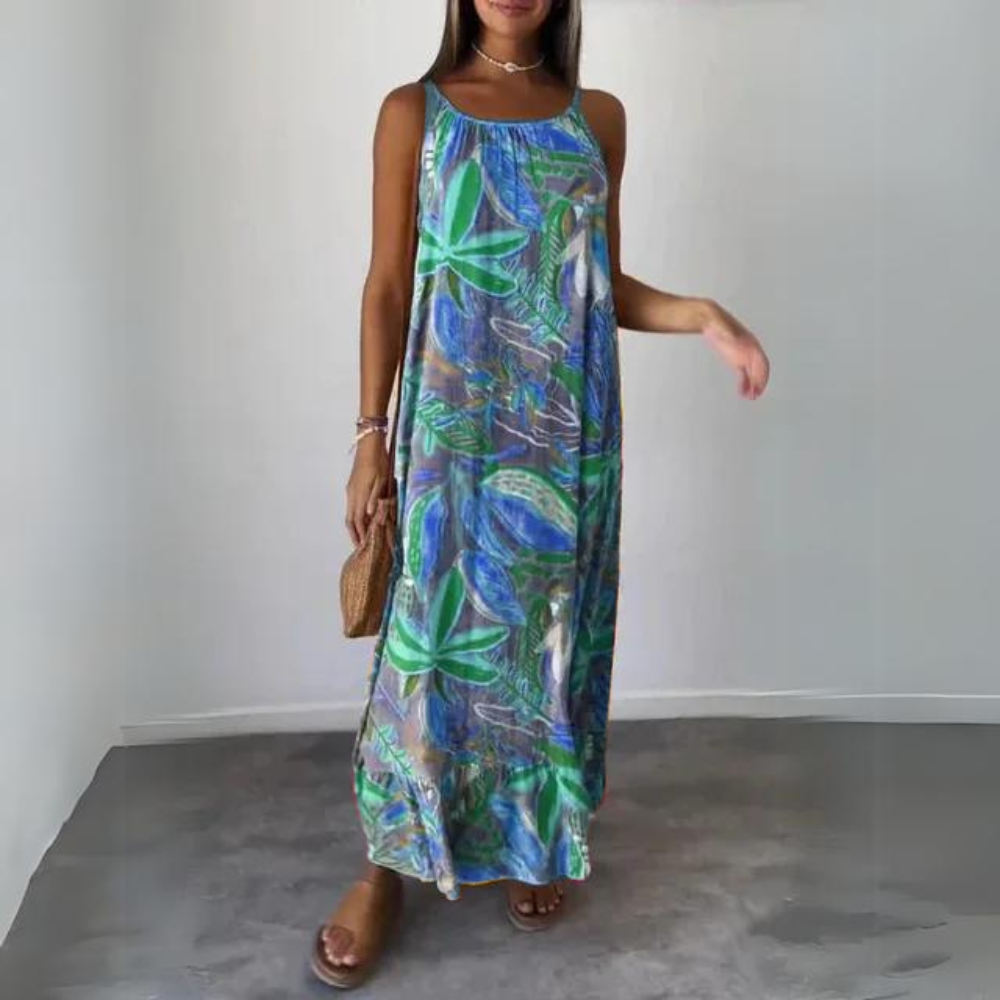 LD | Elegante mouwloze jurk met bloemenpatroon