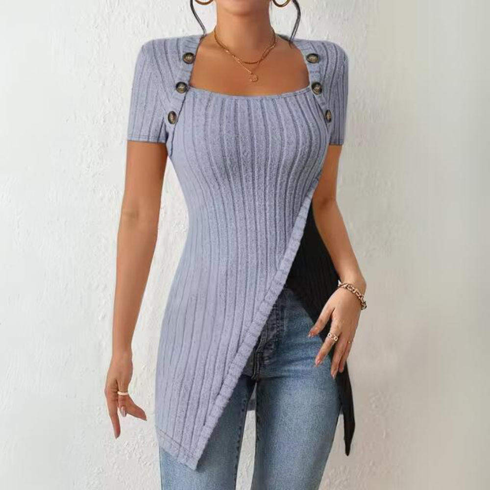 LD | Casual geribde top met korte mouwen