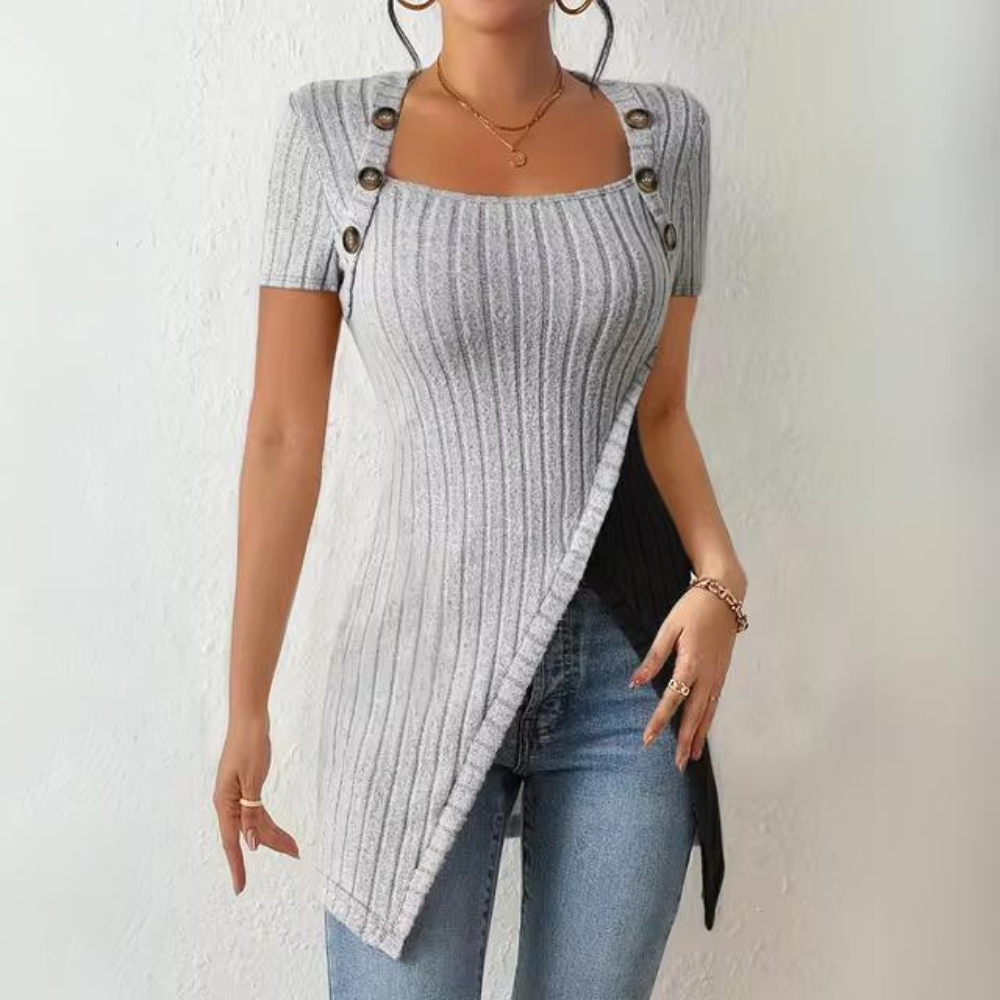 LD | Casual geribde top met korte mouwen