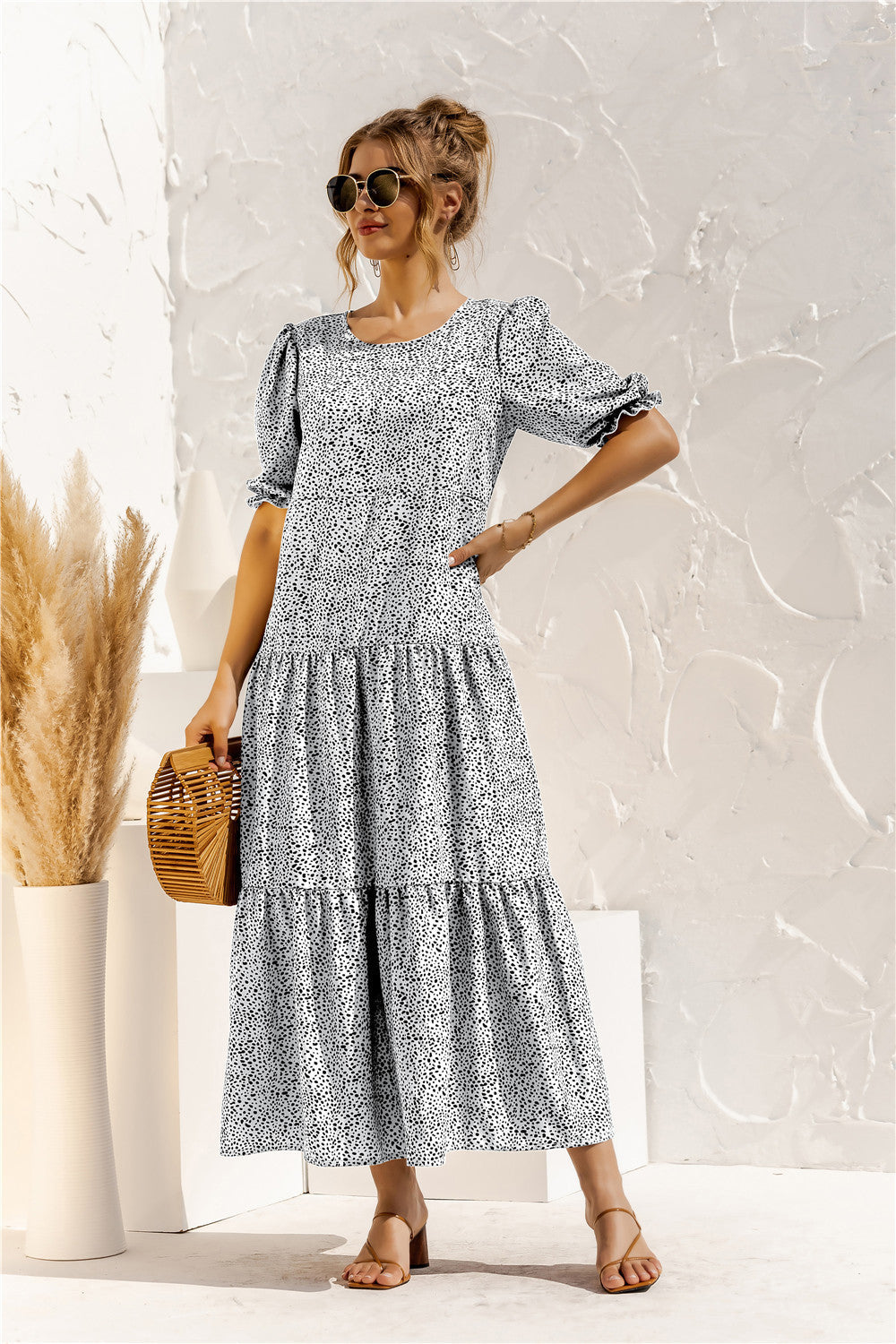 LD Gingham midi-jurk voor elke dag