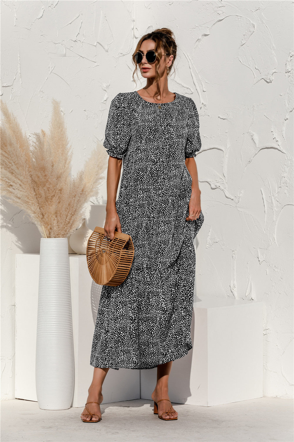 LD Gingham midi-jurk voor elke dag