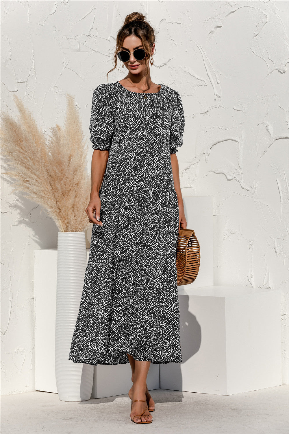 LD Gingham midi-jurk voor elke dag