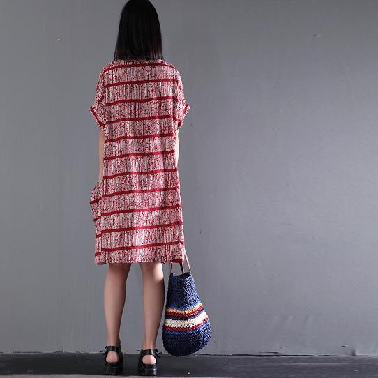 LD | Originele streep chiffon jurken korte mouw