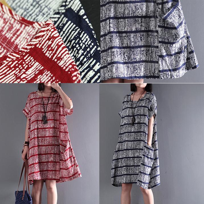 LD | Originele streep chiffon jurken korte mouw