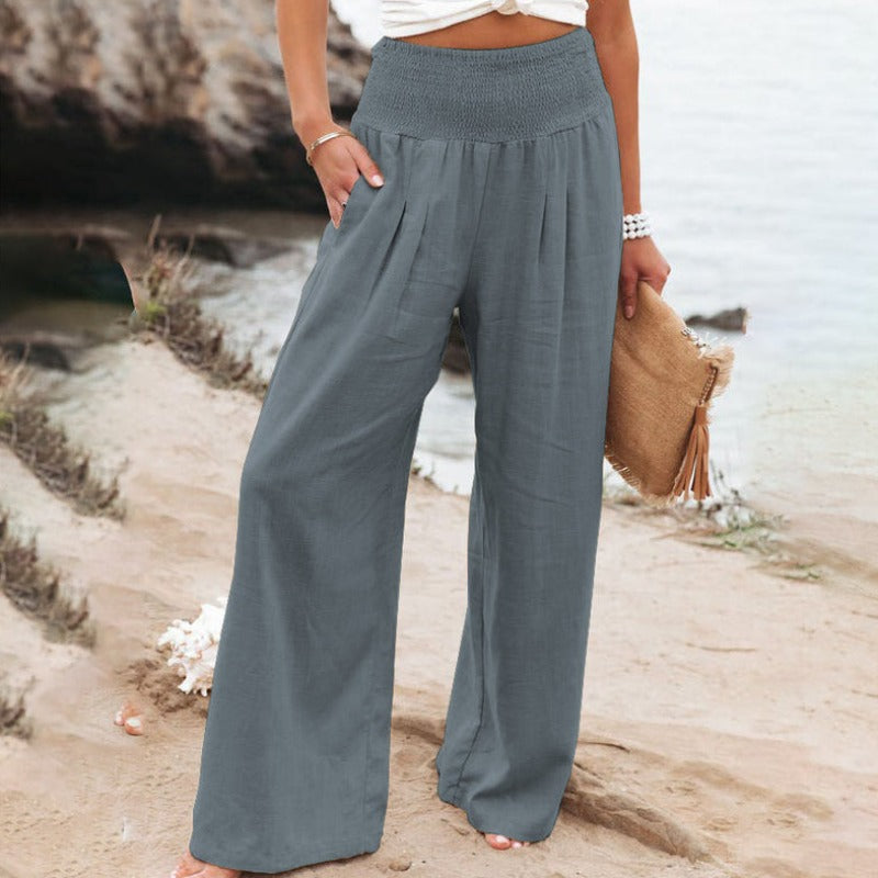 LD | Broek met wijde pijpen en hoge taille