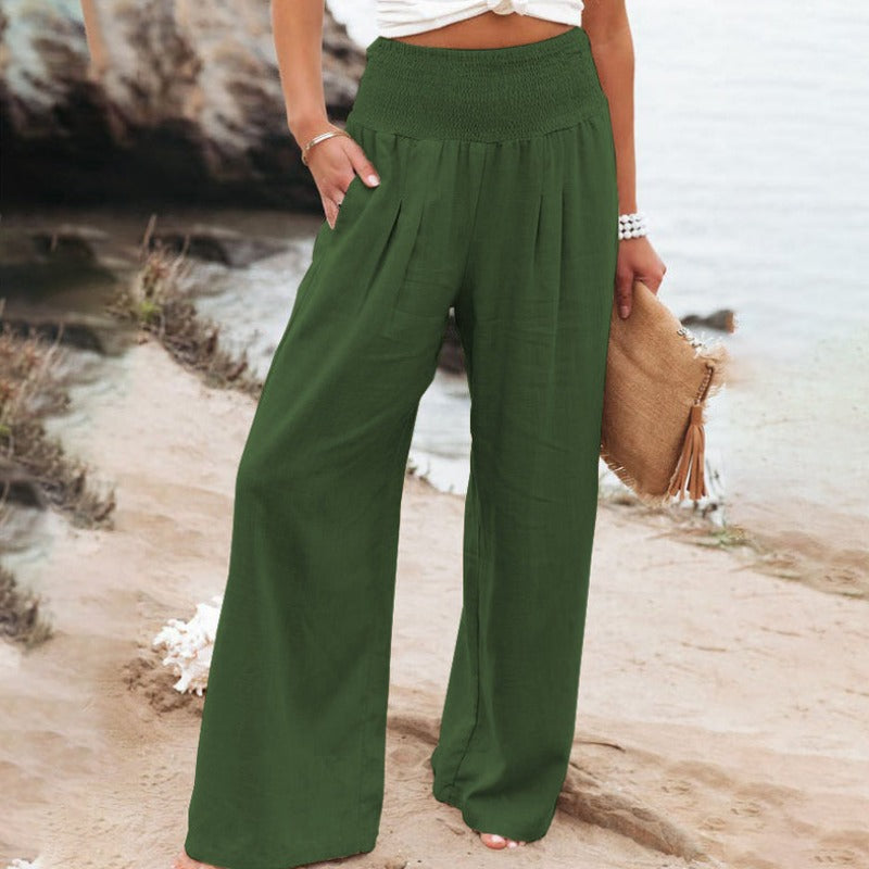 LD | Broek met wijde pijpen en hoge taille