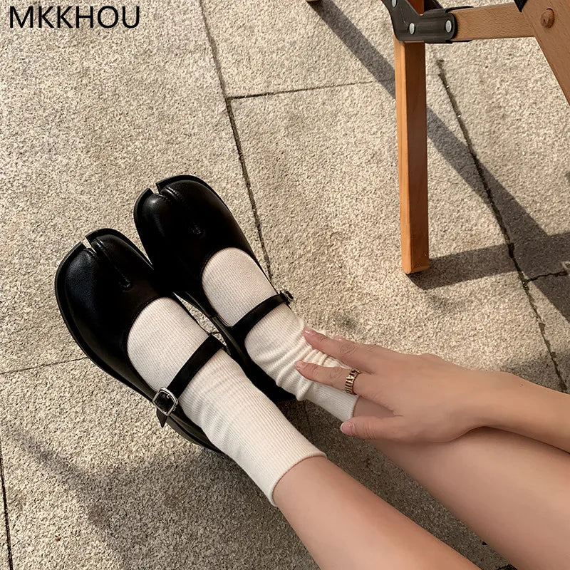 LD | Leren flats met gespleten teen