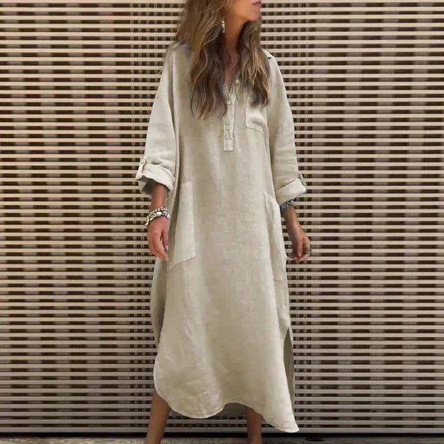 LD Casual maxi-jurk van katoenmix