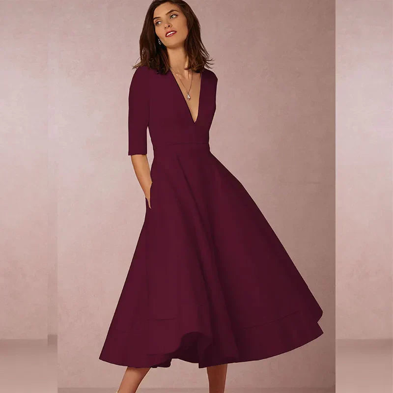 LD | elegante midi-jurk met vintagelook voor dames