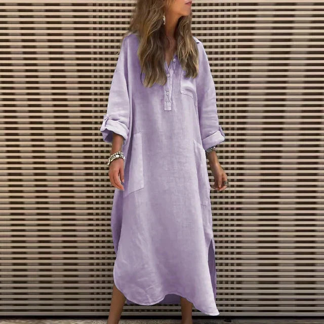 LD Casual maxi-jurk van katoenmix