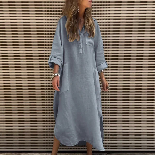 LD Casual maxi-jurk van katoenmix