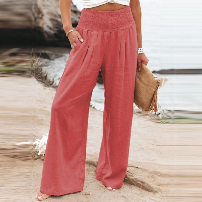 LD | Broek met wijde pijpen en hoge taille