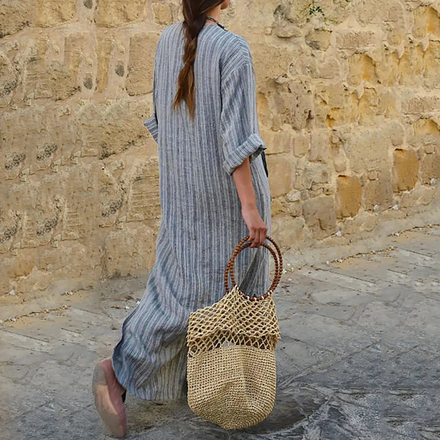 LD Gestreepte maxi jurk