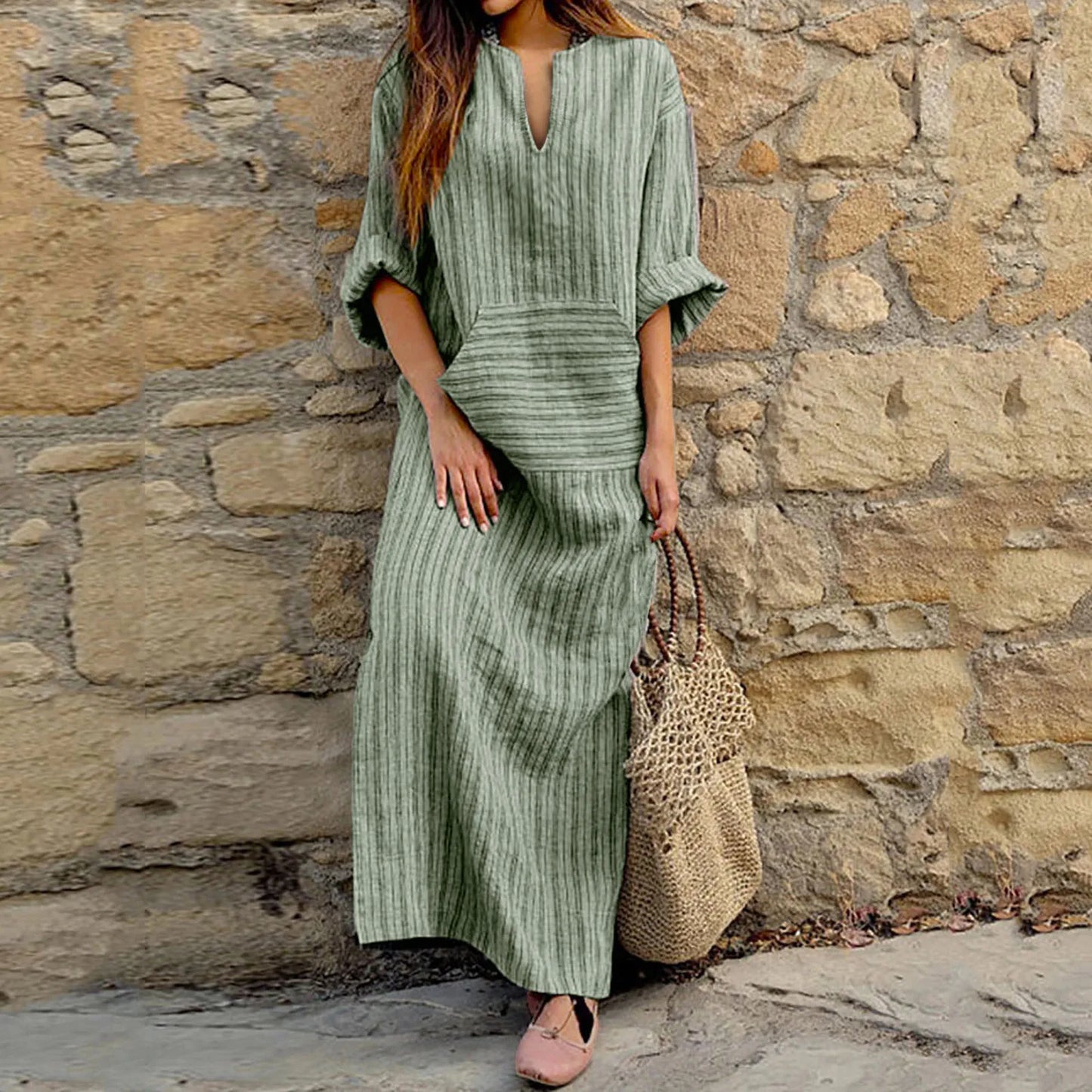 LD Gestreepte maxi jurk