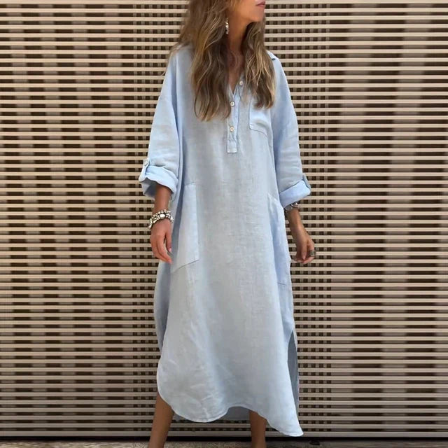 LD Casual maxi-jurk van katoenmix