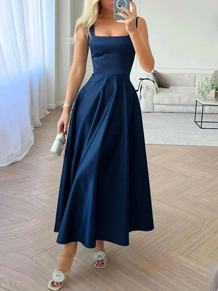 LD | Moderne mouwloze maxi jurk met hoge taille voor vrouwen