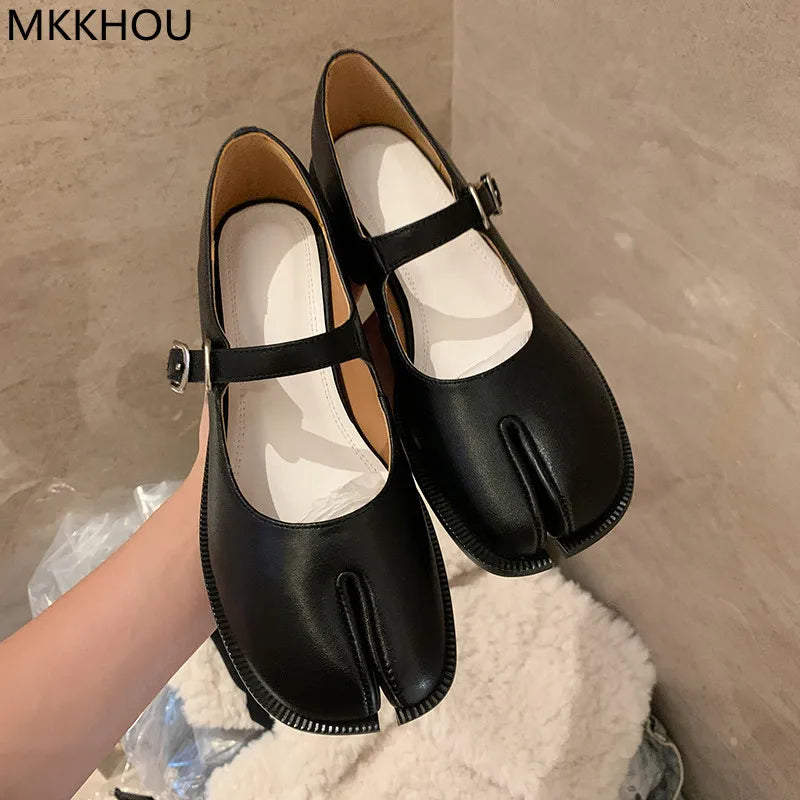 LD | Leren flats met gespleten teen