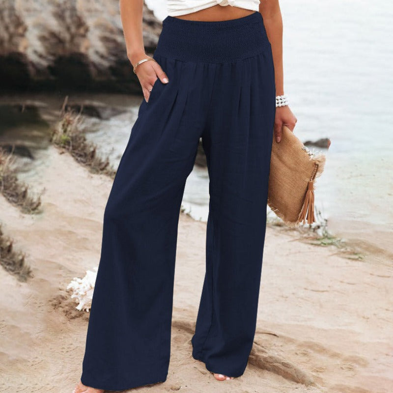 LD | Broek met wijde pijpen en hoge taille