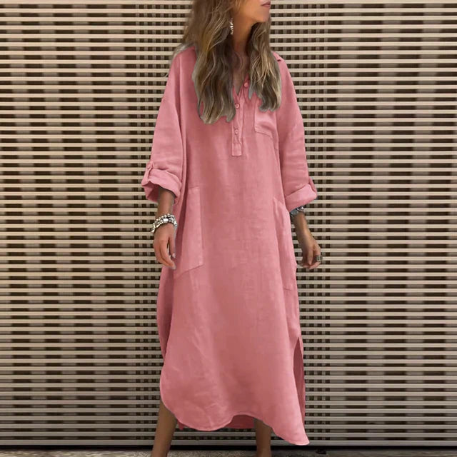 LD Casual maxi-jurk van katoenmix