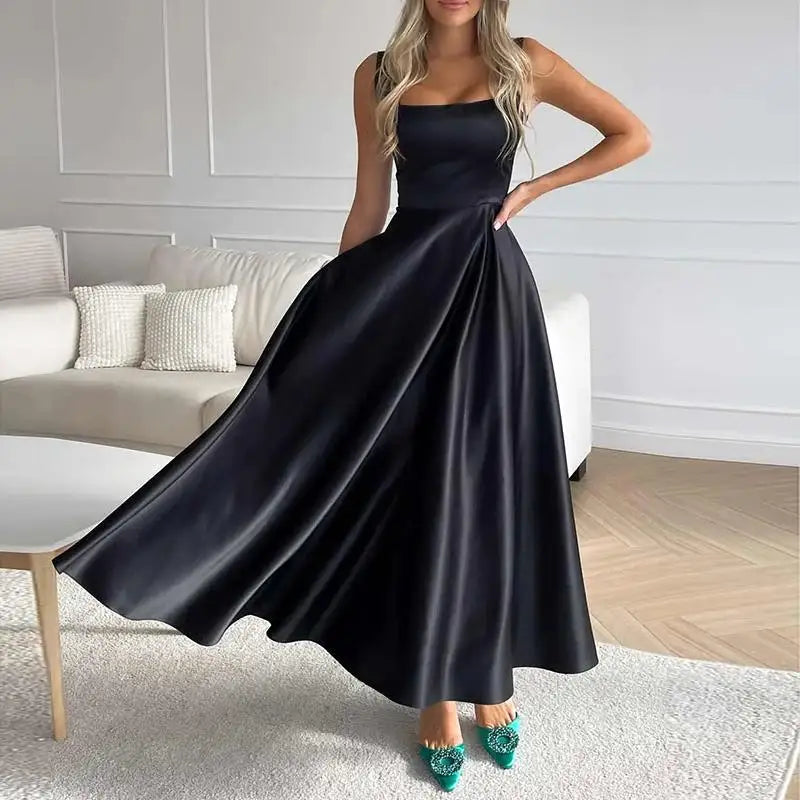 LD | Moderne mouwloze maxi jurk met hoge taille voor vrouwen