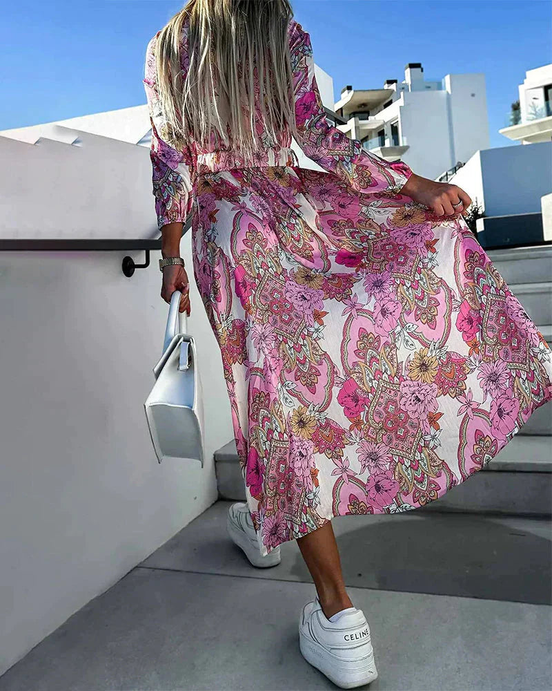 LD | elegante maxi jurk met V-hals voor bruiloften en speciale gelegenheden