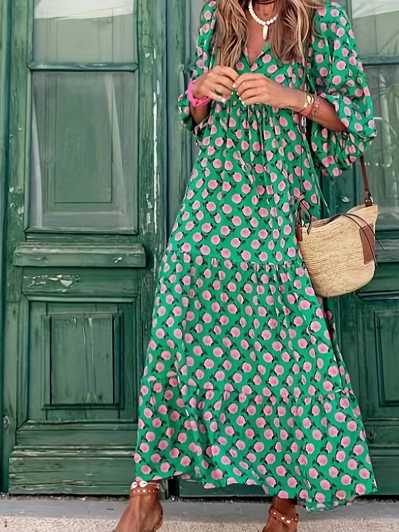 LD | Losse boho maxi jurk met bloemenprint