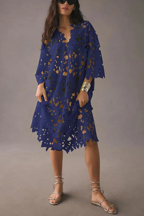 LD | I Belong Here Floral Eyelet Lace Cover Up Beach Midi Dress