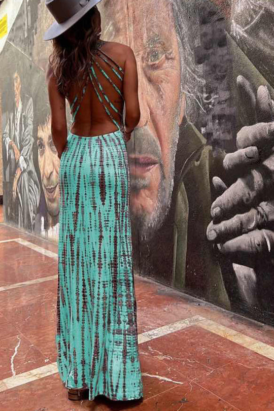 LD | Modern Day Tie-dye Print Rug Stretch Maxi Dress