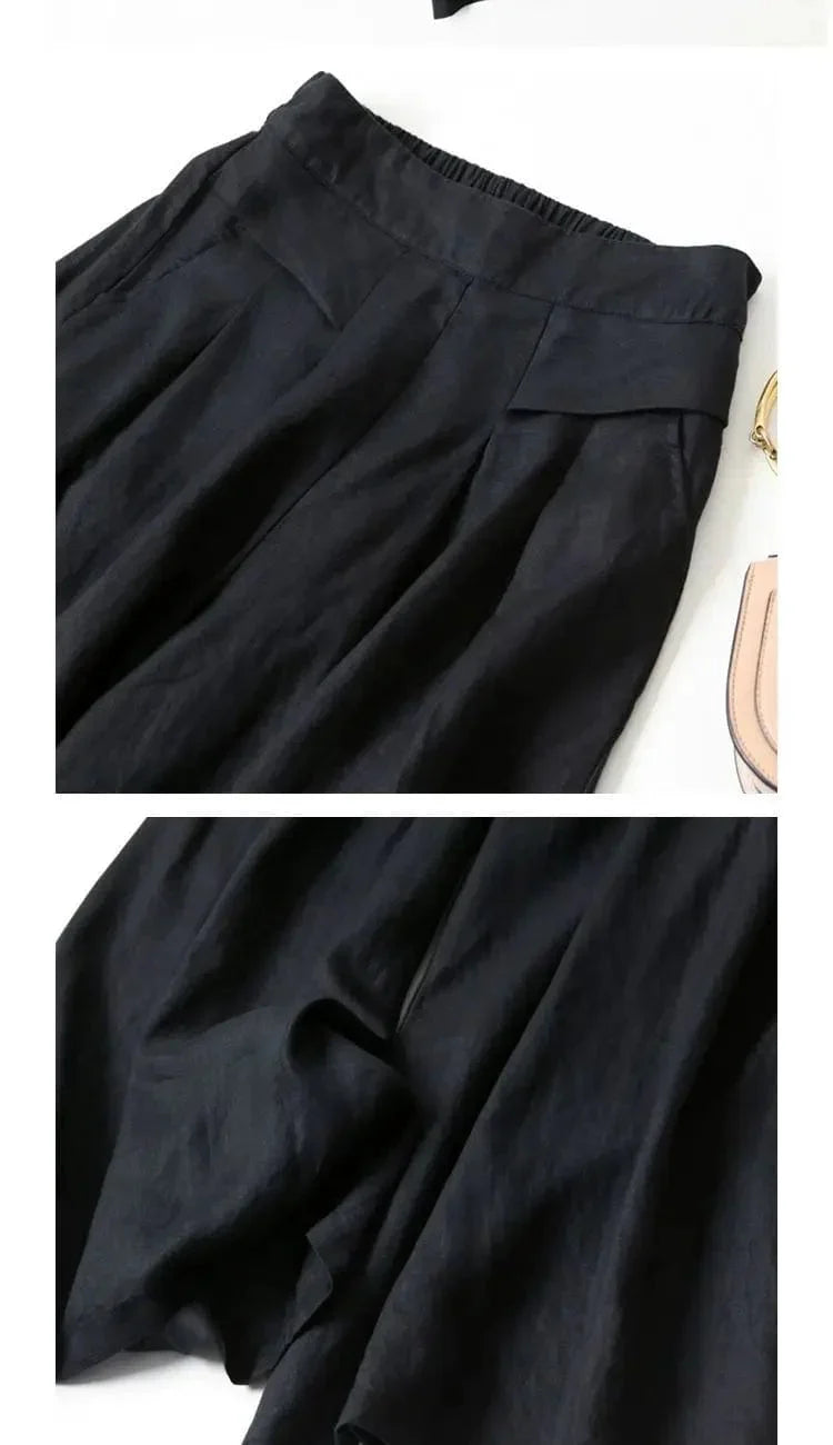 LD | Wijde pantalon van katoen en linnen