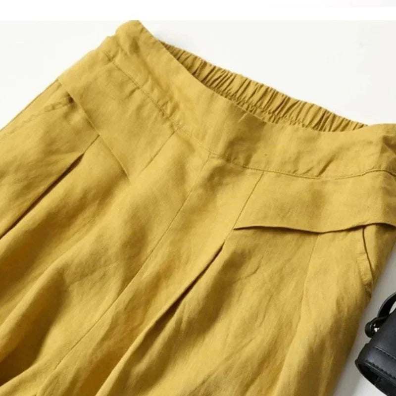LD | Wijde pantalon van katoen en linnen