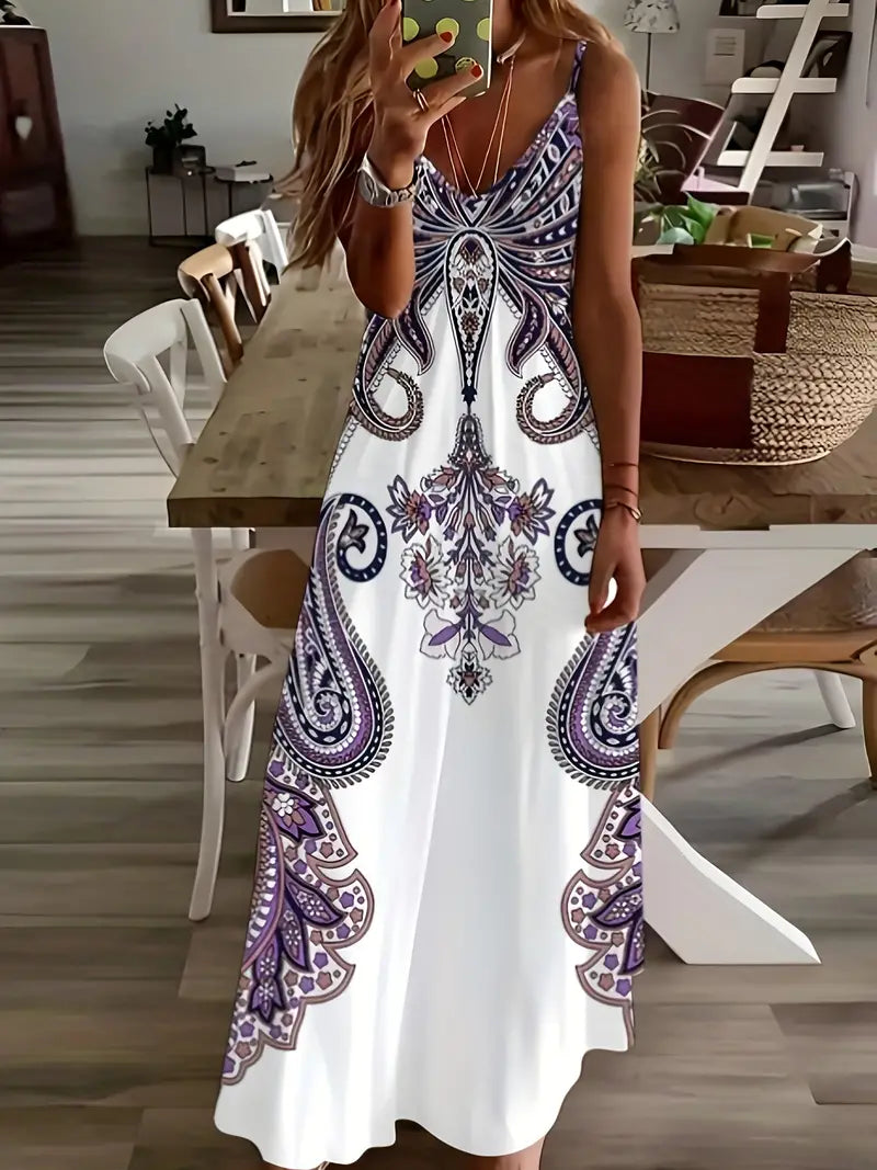 LD | Maxi jurk met V-hals en bloemenprint