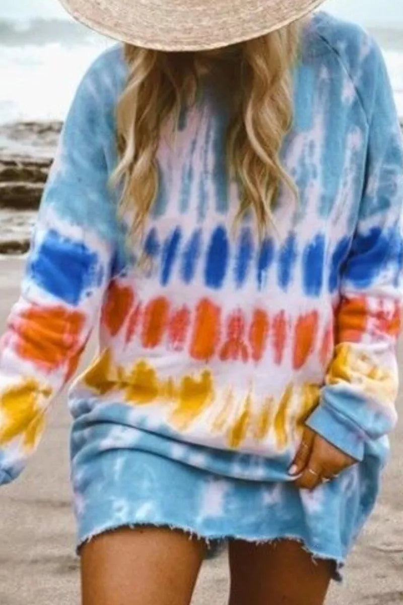 LD | Florcoo Tie-dye blauw mini jurkje (4 kleuren)