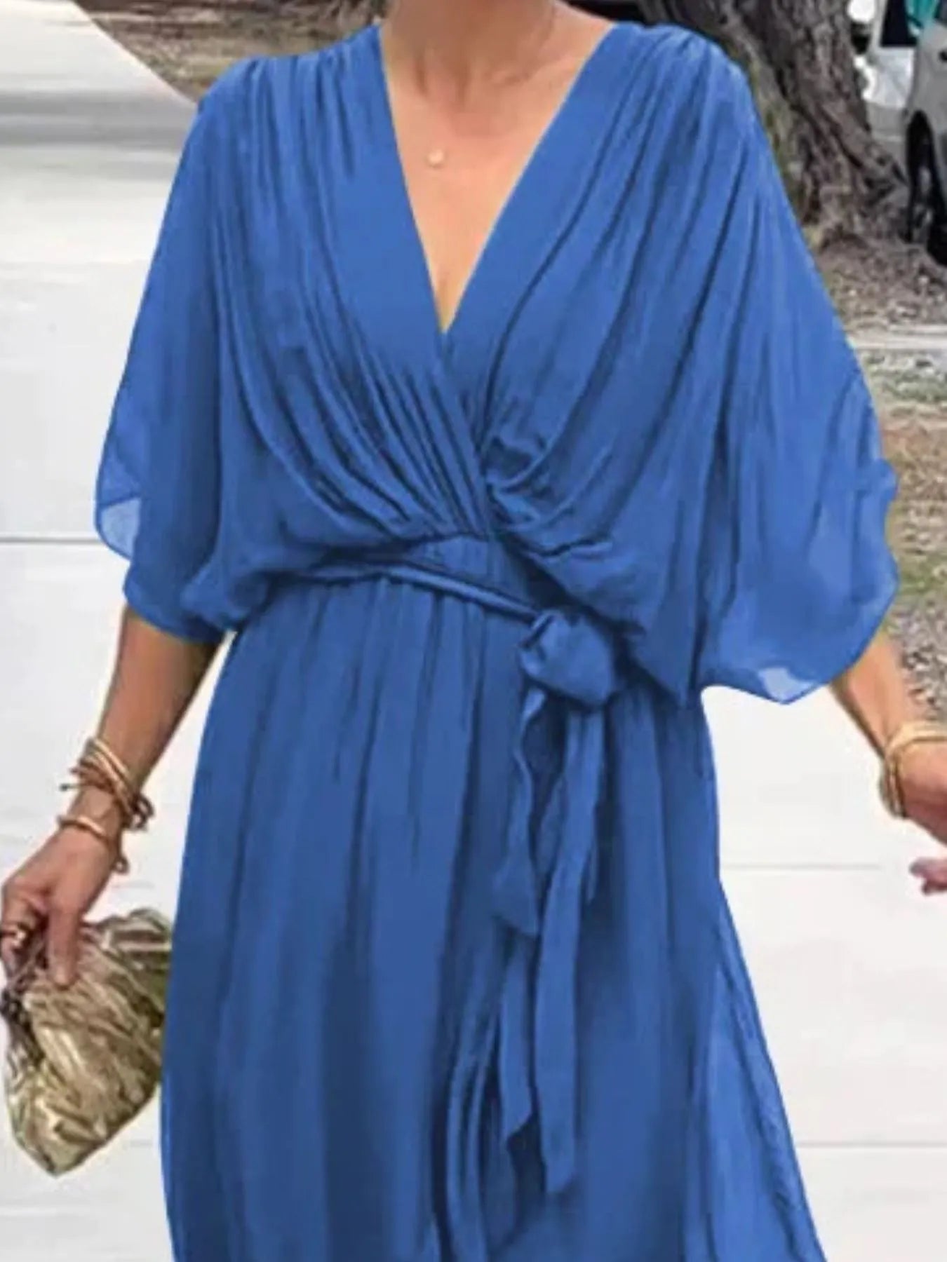 LD Full Size Soepel vallende Midi-jurk met fladdermouwen Plus Size