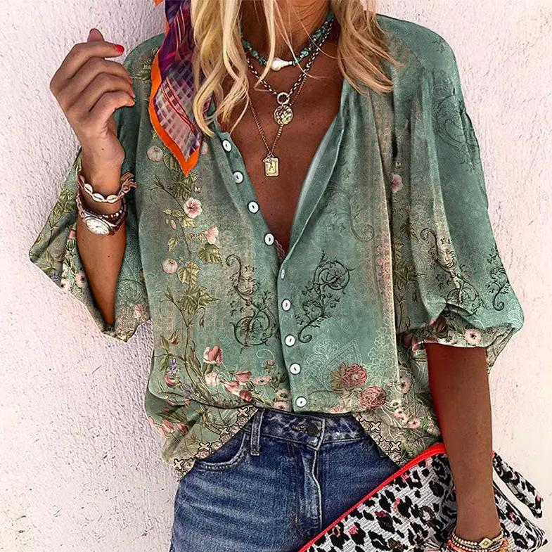 LD | groen shirt met 3/4 mouwen