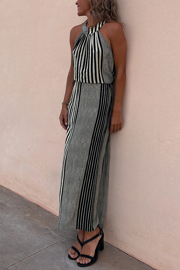 LD | One More Chance Gestreepte midi-jurk met verstelbare taille