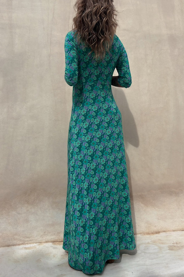 LD | Iconic Crush Bloemen Halflange Mouw Elastische Maxi Dress