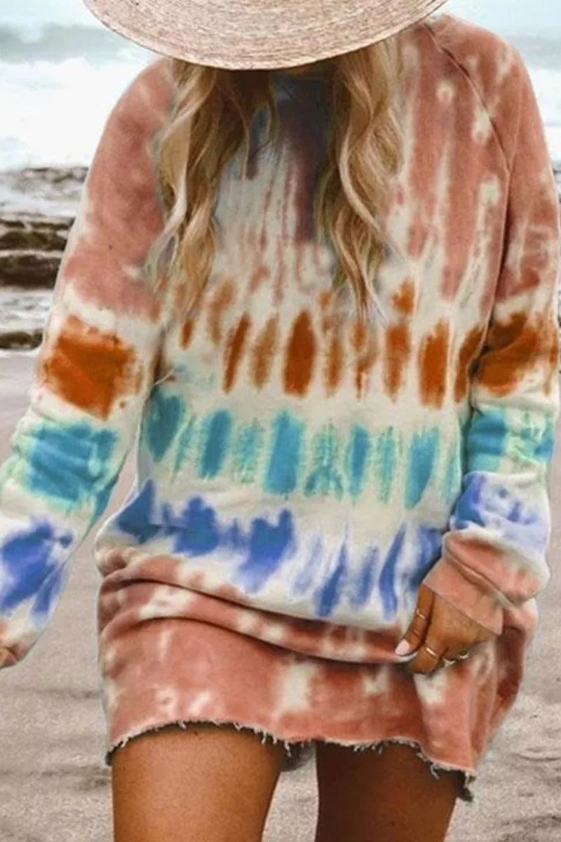 LD | Florcoo Tie-dye blauw mini jurkje (4 kleuren)