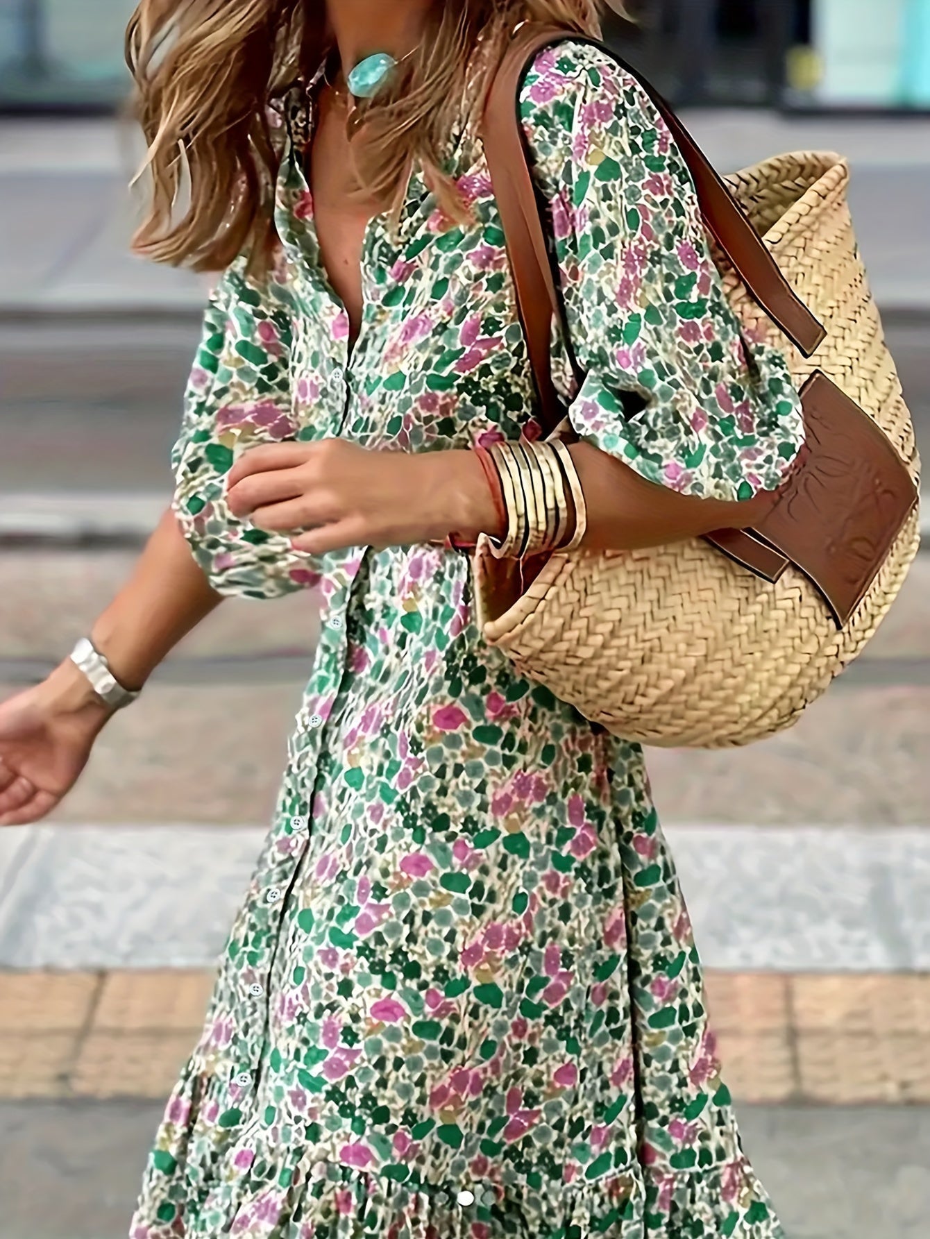 LD | elegante groene midi-jurk voor vrouwen