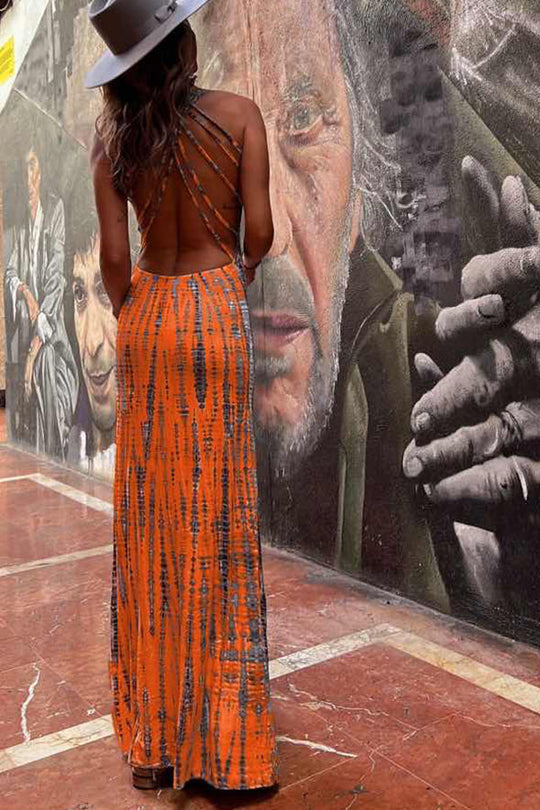 LD | Modern Day Tie-dye Print Rug Stretch Maxi Dress