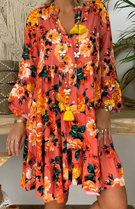 LD Pop jurk met bloemenprint