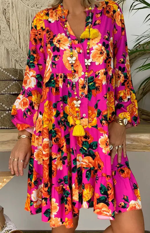 LD Pop jurk met bloemenprint